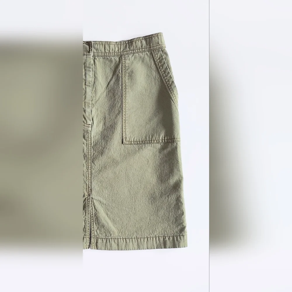 J. Crew Garment Dyed Utility Skirt Green 100% Cotton Womens 10